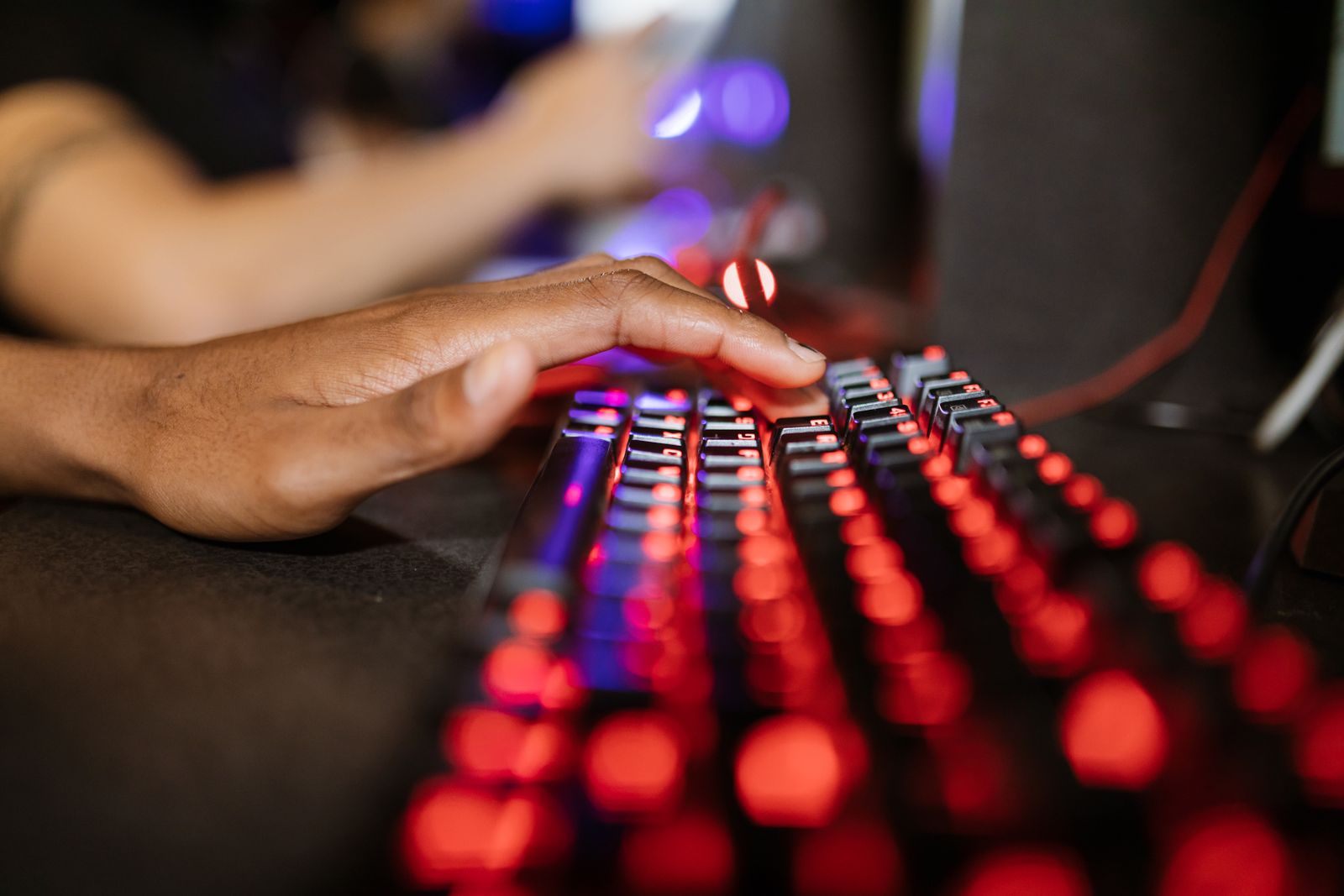 RGB gaming keyboard at work